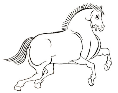 『馬』　和風・浮世絵風イラスト　描き方　Kenji Iwasaki　岩崎健児