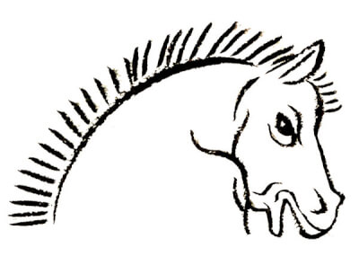 『馬』　和風・浮世絵風イラスト　描き方　Kenji Iwasaki　岩崎健児