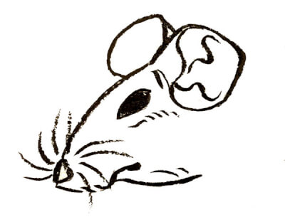 『ねずみ』　和風・浮世絵風イラスト　描き方　Kenji Iwasaki　岩崎健児