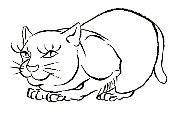 『猫』　和風・浮世絵風イラスト　描き方　Kenji Iwasaki　岩崎健児